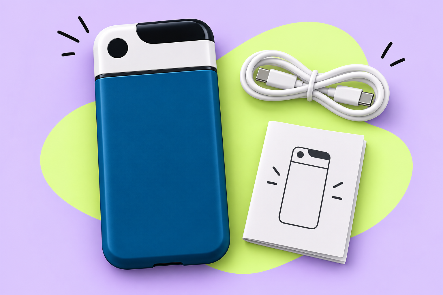 Ekrano avec son câble USB-C et son manuel d’utilisation
