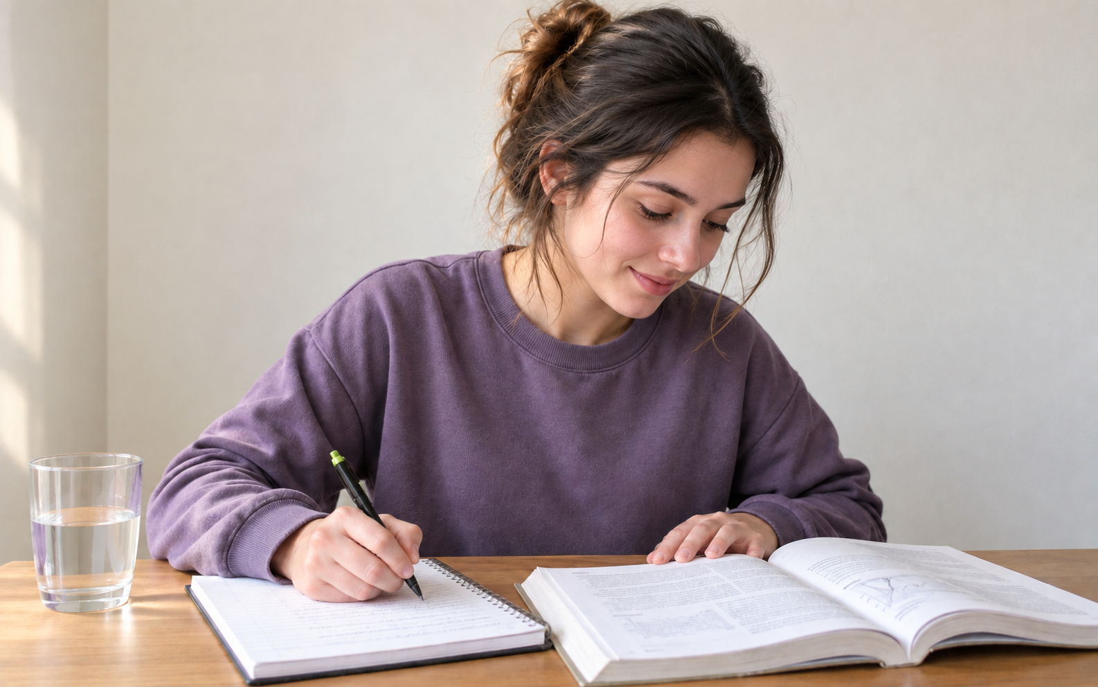 Jeune femme étudiant sans téléphone
